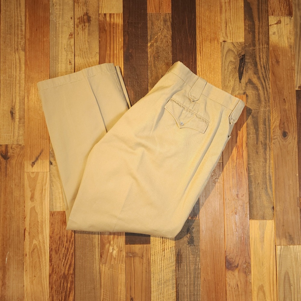 Circle S Mens Tan Western Dress Slacks Khaki Cotton Pants 42 Peaked Belt Loops